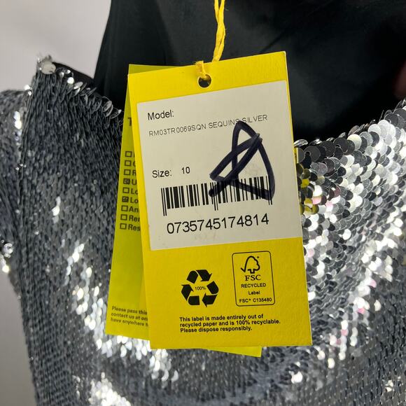 NWT REMADE MARQUES ALMEIDA Sequinned Mini Skirt Silver Medium 6 - Picture 5 of 7